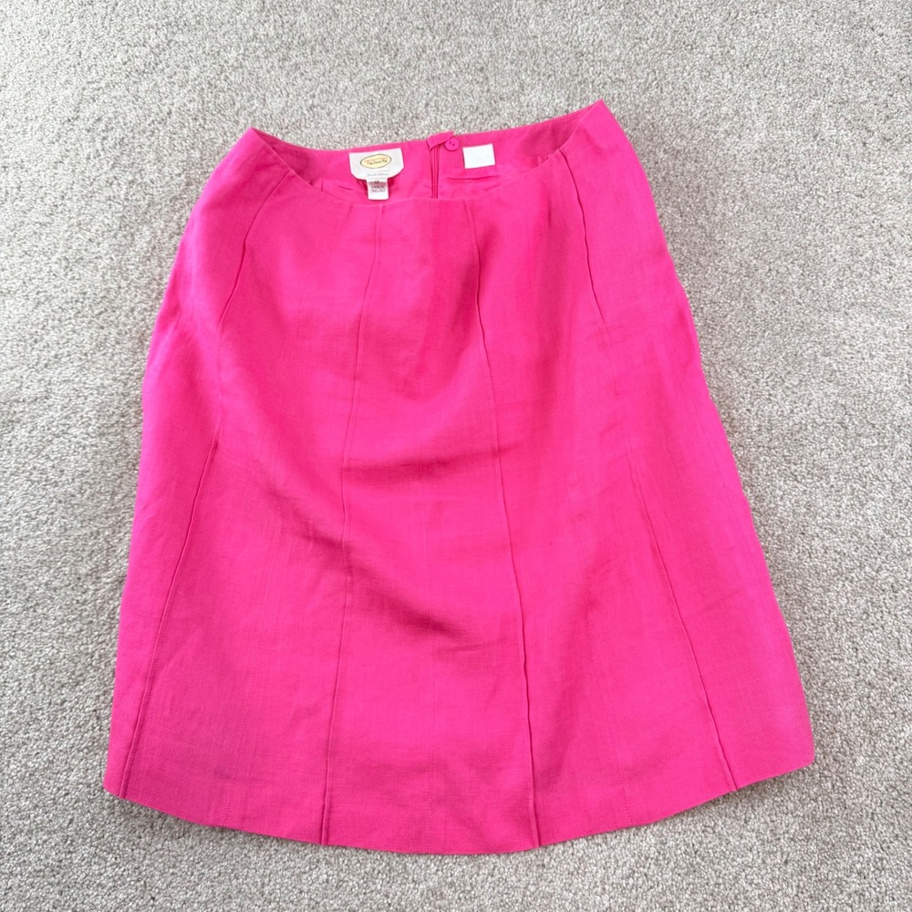 Talbots Irish Linen Skirt Pink A Line Panel Womens 12 Classic Preppy Barbiecore‎